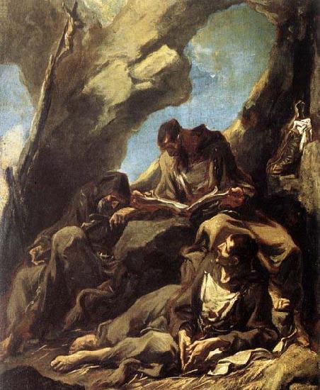 MAGNASCO, Alessandro Three Capuchin Friars Meditating in their Hermitage oil painting picture